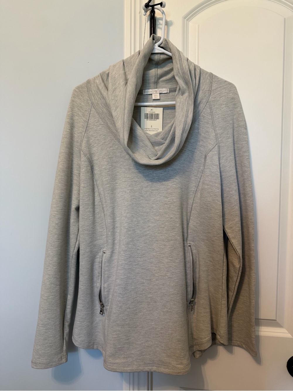 Boston Proper Cozy Cowl Neck Women's top - Light heather Gray